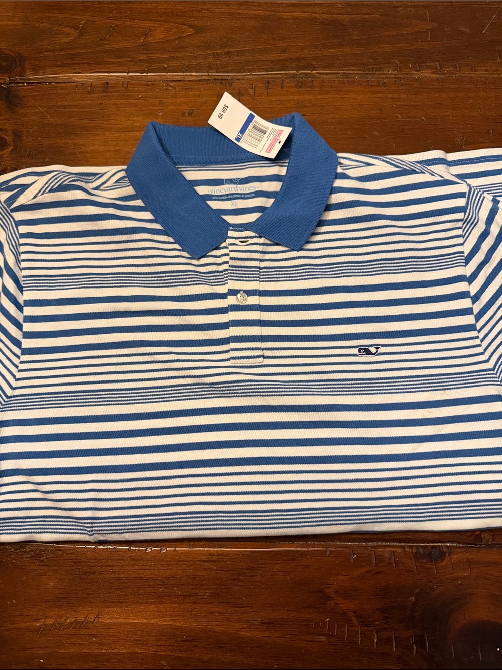 Vineyard Vines Blue and White Striped Polo